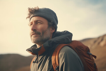 Shot of a mature man going for a hike up a mountain - obrazy, fototapety, plakaty