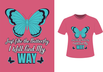 Butterfly T shirt design typography vintage