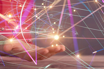 Global network. Blockchain. 3D illustration. Neural networks and artificial intelligence. Abstract