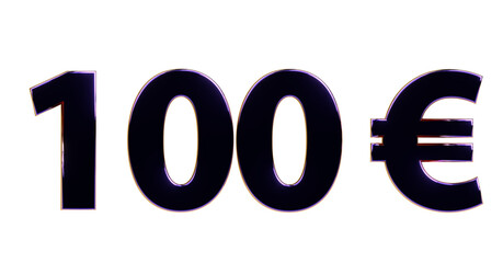 100 € plakative schwarz goldene metallische 3D-Schrift, einhundert, Euro, Preis, Kosten, Prämie, Rabatt, Gewinn, Gutschrift, Belohnung, Kapital, Business, Geschenk, wertvoll
