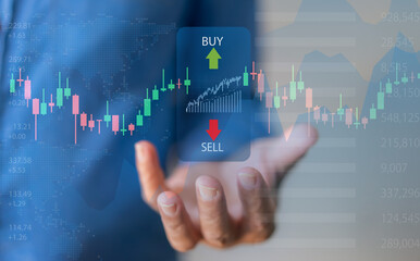 Successful of trader holding trading stock exchange graph money, data analysis, trader investor,graph money of block chain stock market cryptocurrency selling and buy with price chart data graph
