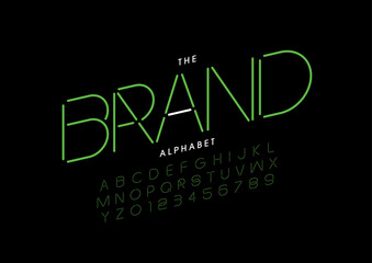Vector of stylized modern font and alphabet
