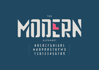 Vector of stylized modern font and alphabet