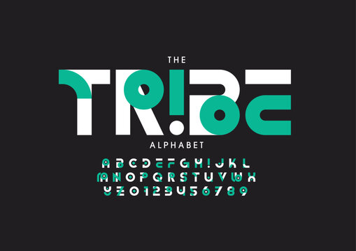 Vector of stylized modern font and alphabet