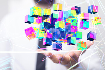 Big data and artificial intelligence concept. Machine learning and cyber mind domination