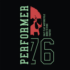 skull illustration with motorcycle typography. Vector. t shirt graphics