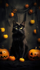 Halloween black cat abstract
