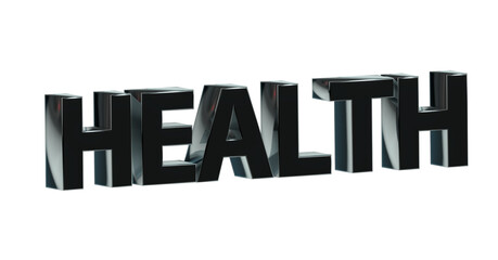 Gesundheit schwze arplakative exklusive 3D-Schrift, Wohlbefinden und körperlicher Fitness