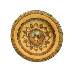 Thai native Gong. Ancient gong in Thailand isolated on white background with clipping path.