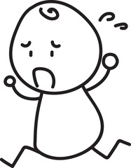デフォルメされた困った顔で走るシンプルな人