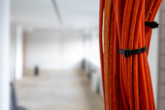 Fiber optic cable prepared for connection.