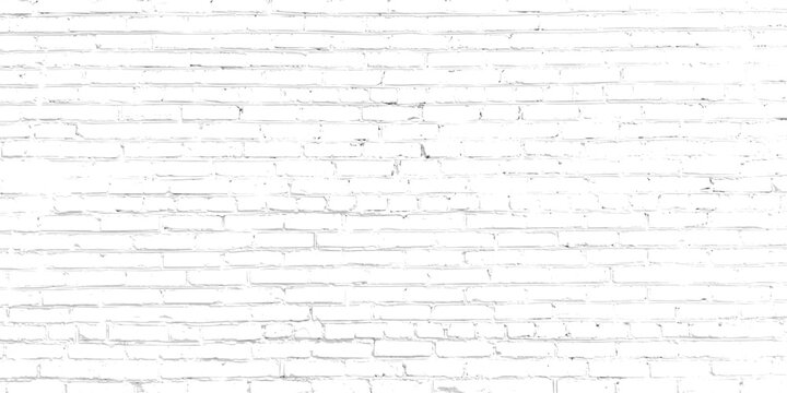 White brick wallpaper vintage design vector illustration. Abstract stone wall texture for pattern background. Horizontal picture