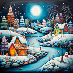 Whimsical Winter Wonderland with Christmas Characters