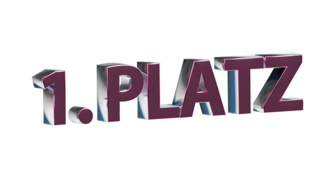 1. Platz rote plakative 3D-Schrift, Gewinner, Sieger, Auszeichnung, Erfolg, Prämie, Medaille, Trophäe, Gold, Spitzenplatz, Bronze, Silber, Rendering, Freisteller, Alphakanal