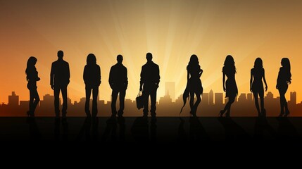 Fototapeta premium Silhouettes of men and women Generative AI 