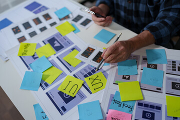 UX developers and UI designers spend more thought planning on mobile app interface design wireframe...
