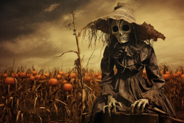 Surreal photo of the scarecrow - obrazy, fototapety, plakaty
