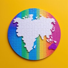 An abstract model of the earth made of a variety of colorful puzzles. Autism Awareness Day