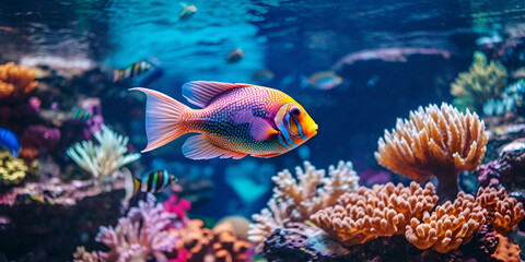 Fototapeta na wymiar Underwater view of the coral reef, tropical waters, marine life