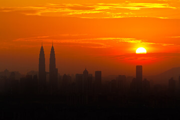 Kuala Lumpur, Malaysia city in silhouette