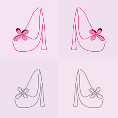 High heels shoe vector icon, Women's shoe glyph icon. Symbol, logo illustration.Woman shoes vector icons isolated on pink background.Fashion footwear design.Shoes collection