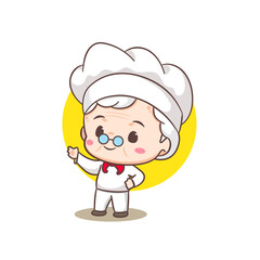 Cute grandmother chef cartoon. Grandma cooking logo vector art. People Food Icon Concept. restaurant and homemade culinary logo