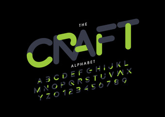 Vector of stylized modern font and alphabet