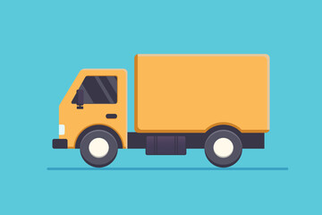 truck with trailer, cargo flat delivery truck isolated vector illustration