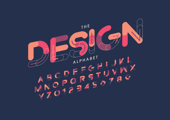 Vector of stylized modern font and alphabet
