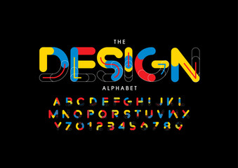 Vector of stylized modern font and alphabet