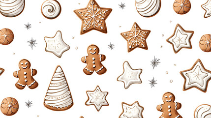 Fototapeta na wymiar variety set of christmas cookie gingerbread doodles