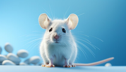 Little mouse on a soft blue backgraund