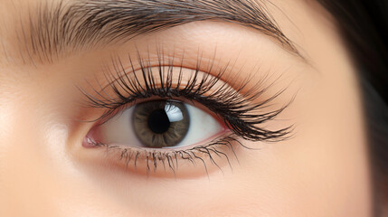 Obraz premium A close-up image of beautiful, almond-shaped eye of a woman. AI generated content.