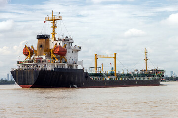 Fototapeta premium The Chemical Tanker in the mouth of the Chao Phraya river, Thailand
