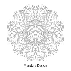 Adult Tranquil Blomssoms Mandala Design Coloring book page vector file