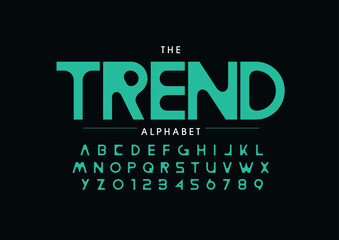 Vector of stylized modern font and alphabet