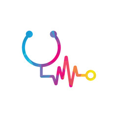 Pulse stethoscope logo design icon.