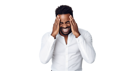 african american man stressed overwhelmed face 
