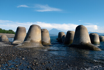 Mt. Fuji over the Sea Shot at Miho-no-Matsubara