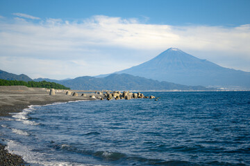 Mt. Fuji over the Sea Shot at Miho-no-Matsubara