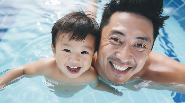 
asian family father fun in pool baby boy
.parent and child