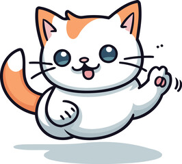 Obraz premium Cat kawaii cartoon character. Vector illustration on white background.