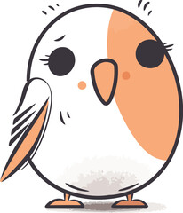 Obraz premium Cute cartoon bird isolated on white background. Vector illustration in a flat style.