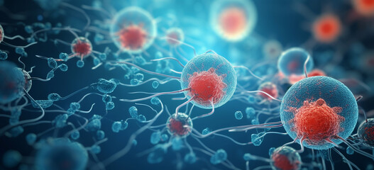 Human cell or Embryonic stem cell microscope background, medical science background
