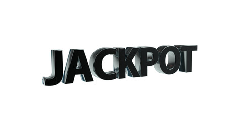 Jackpot plakative metallische  schwarze 3D-Schrift, Gewinn, Lotterie, Glücksspiel, Preisgeld, Siegesprämie