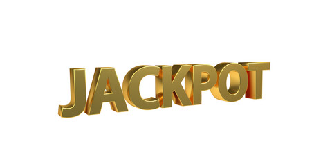 Jackpot goldene plakative metallische 3D-Schrift, Gewinn, Lotterie, Glücksspiel, Preisgeld, Siegesprämie