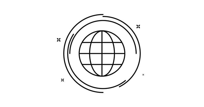 globe animated outline icon. globe rotation appearance 4k video animation for web, mobile and ui design