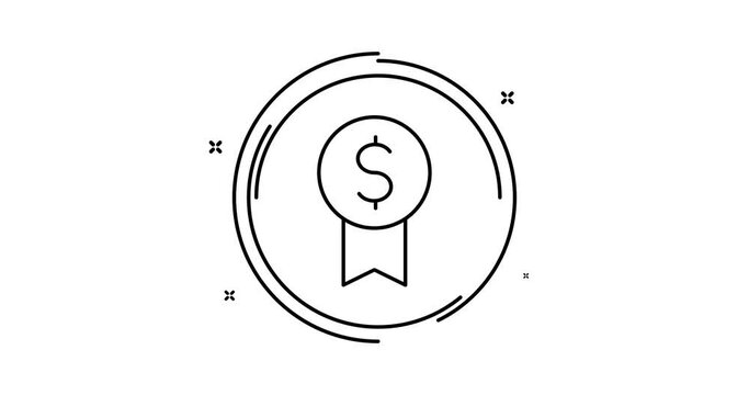 dollar medal animated outline icon. dollar medal rotation appearance 4k video animation for web, mobile and ui design