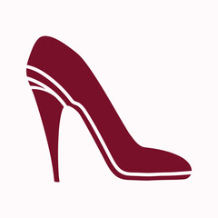 High heels shoe vector icon, Women's shoe glyph icon. Symbol, logo illustration.Woman shoes vector icons isolated on pink background.Fashion footwear design.