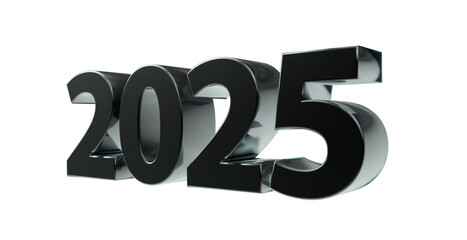 2025 plakative 3D-Schrift, 3d, Jahreswechsel, schwarz, Kalender, Neujahr, Datum, Freisteller, Alphakanal, Rendering
